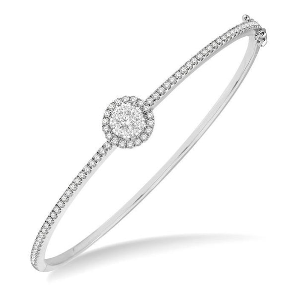 1 Ctw Circular Shine Bright Round Cut Diamond Stackable Bangle in 14K White Gold