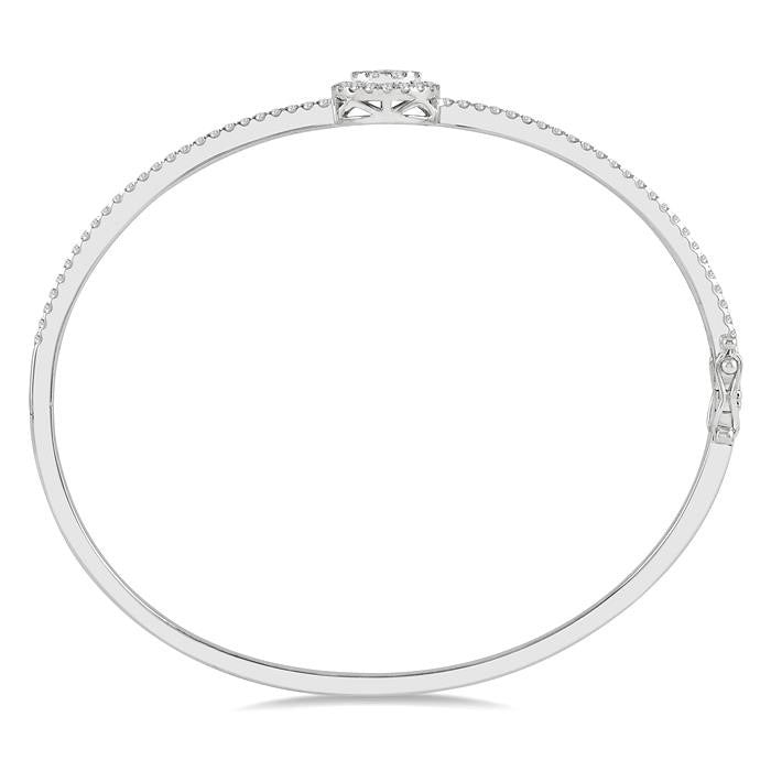 1 Ctw Circular Shine Bright Round Cut Diamond Stackable Bangle in 14K White Gold