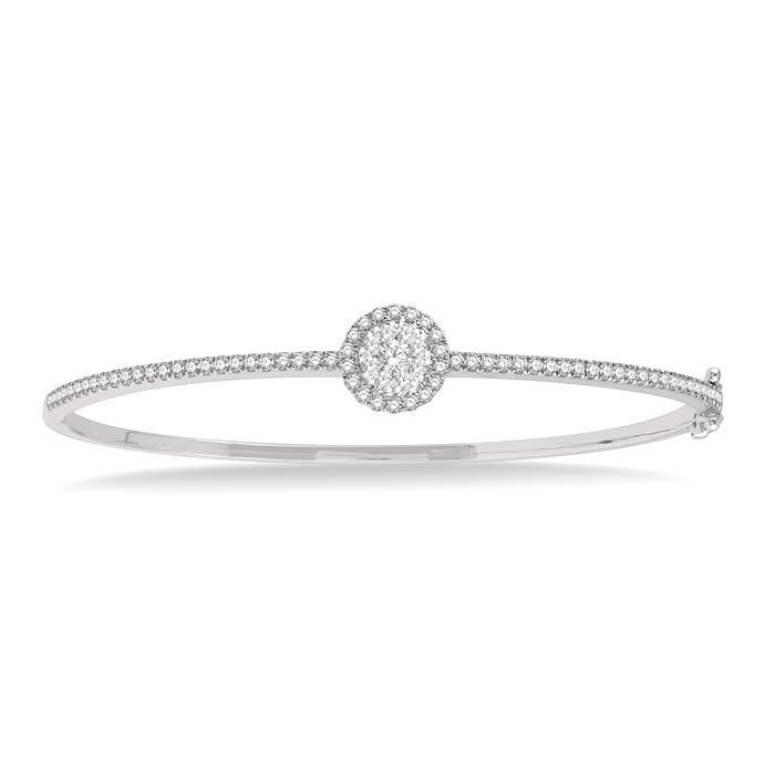 Stackable Round Shape Halo Shine Bright Essential Diamond Bangle