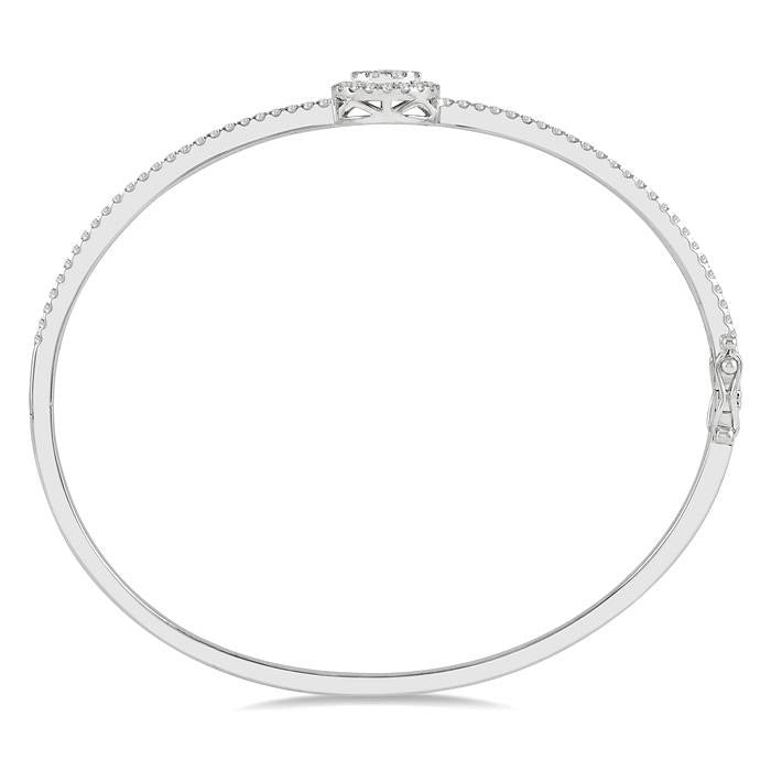 Stackable Round Shape Halo Shine Bright Essential Diamond Bangle