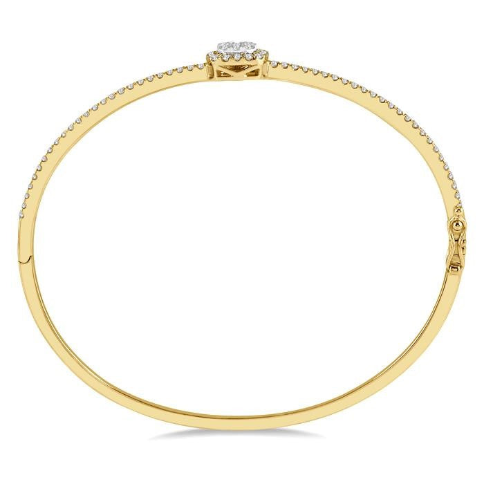 1 Ctw Cushion Shape Shine Bright Round Cut Diamond Stackable Bangle in 14K Yellow and White Gold