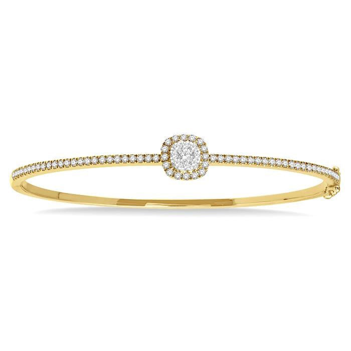 Stackable Cushion Shape Halo Shine Bright Essential Diamond Bangle