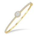 1 Ctw Oval Shape Shine Bright Round Cut Diamond Stackable Bangle in 14K Yellow and White Gold