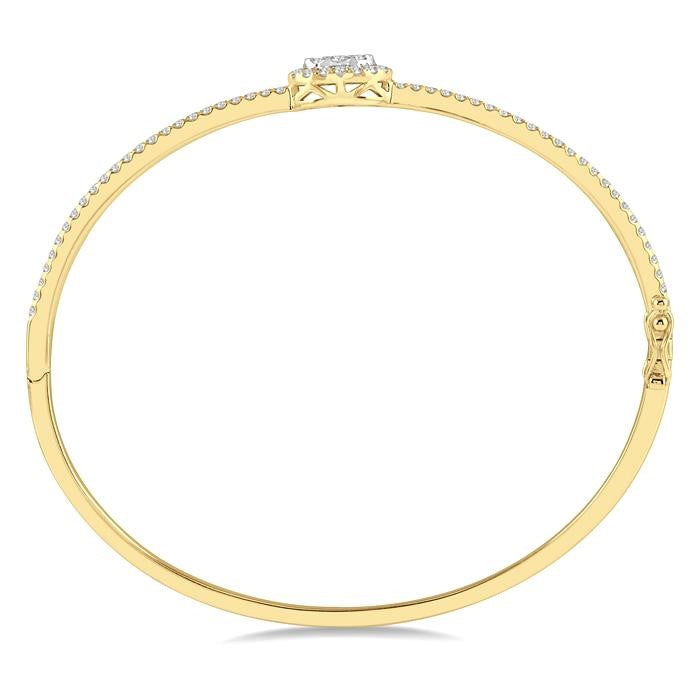 1 Ctw Oval Shape Shine Bright Round Cut Diamond Stackable Bangle in 14K Yellow and White Gold