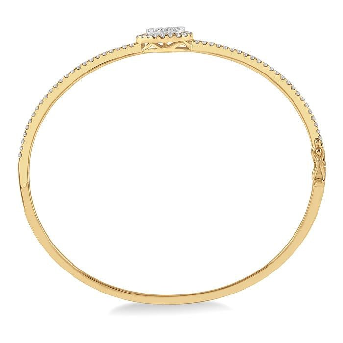 1 Ctw Pear Shape Shine Bright Round Cut Diamond Stackable Bangle in 14K Yellow and White Gold