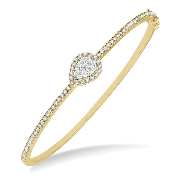 Stackable Pear Shape Halo Shine Bright Essential Diamond Bangle