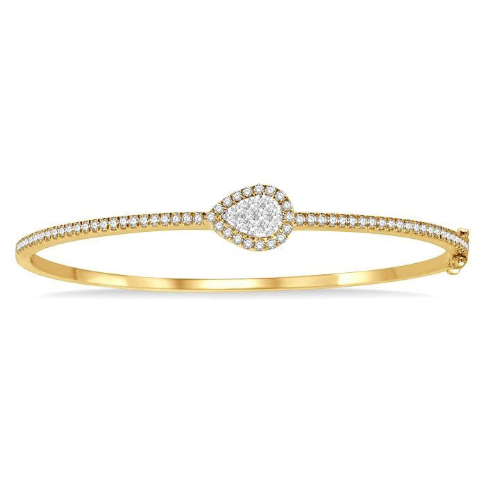 Stackable Pear Shape Halo Shine Bright Essential Diamond Bangle