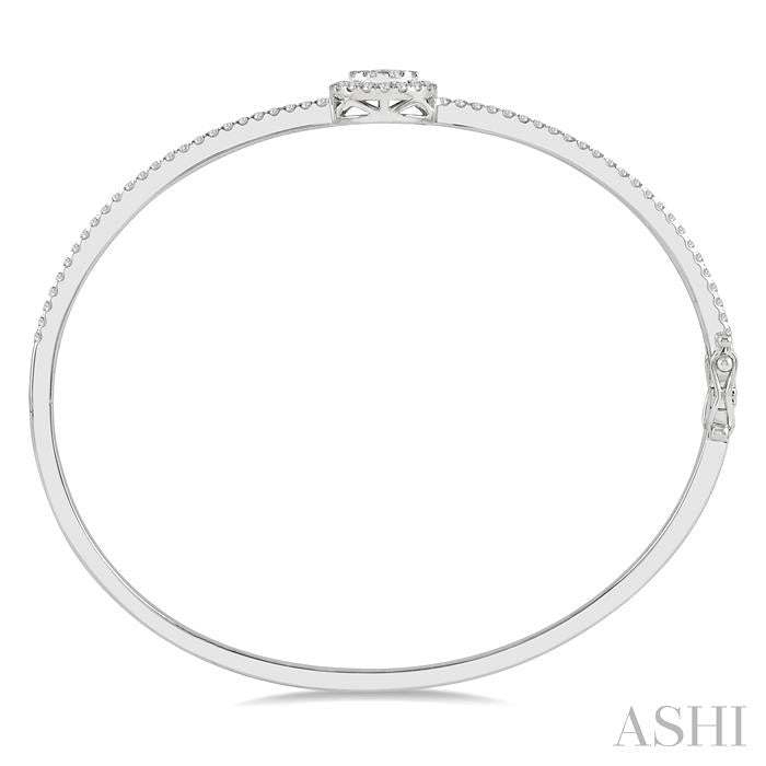 1 Ctw Circular Shine Bright Round Cut Diamond Stackable Bangle in 14K White Gold