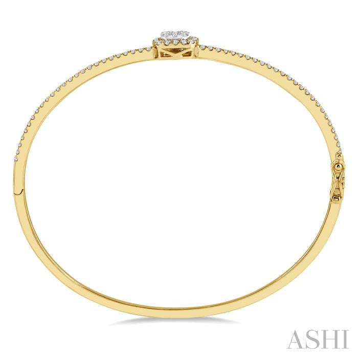 1 Ctw Cushion Shape Shine Bright Round Cut Diamond Stackable Bangle in 14K Yellow and White Gold