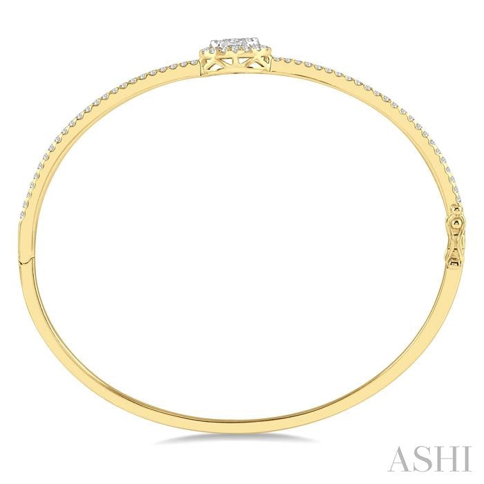 1 Ctw Oval Shape Shine Bright Round Cut Diamond Stackable Bangle in 14K Yellow and White Gold
