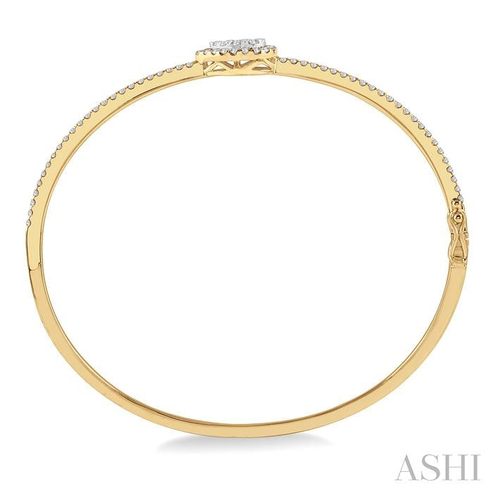 1 Ctw Pear Shape Shine Bright Round Cut Diamond Stackable Bangle in 14K Yellow and White Gold