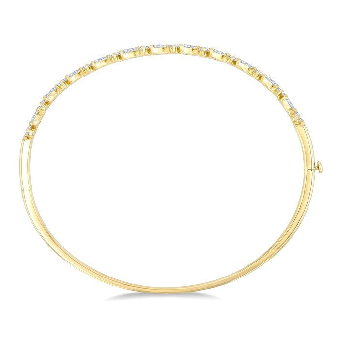 1 1/3 Ctw Marquise and Round Cut Diamond Stackable Bangle in 14K Yellow Gold
