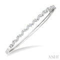 1 1/3 Ctw Marquise and Round Cut Diamond Stackable Bangle in 14K White Gold