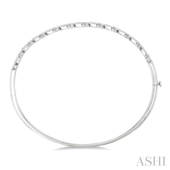 1 1/3 Ctw Marquise and Round Cut Diamond Stackable Bangle in 14K White Gold