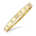 3/4 Ctw Round Cut Diamond Clover Fashion Bangle in 14K Yellow Gold