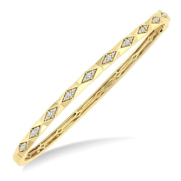 1/3 Ctw Geometric Shape Round Cut Diamond Fashion Bangle in 10K Yellow Gold