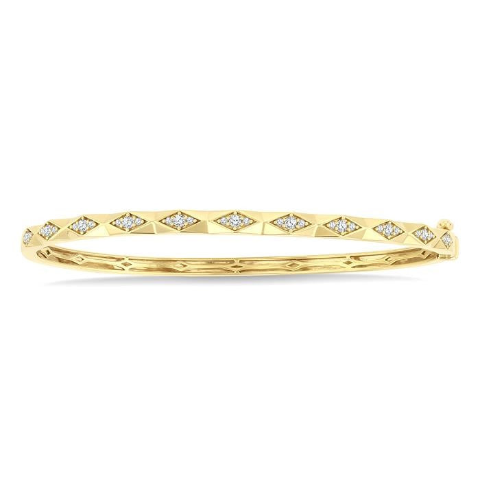 1/3 Ctw Geometric Shape Round Cut Diamond Fashion Bangle in 10K Yellow Gold