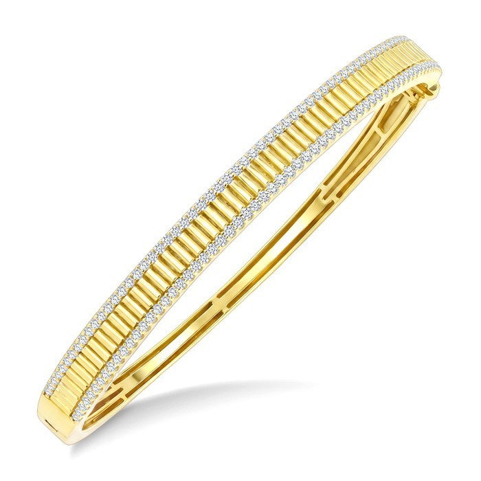 1 Ctw Round Cut Diamond Pirouette Fashion Bangle in 14K Yellow Gold