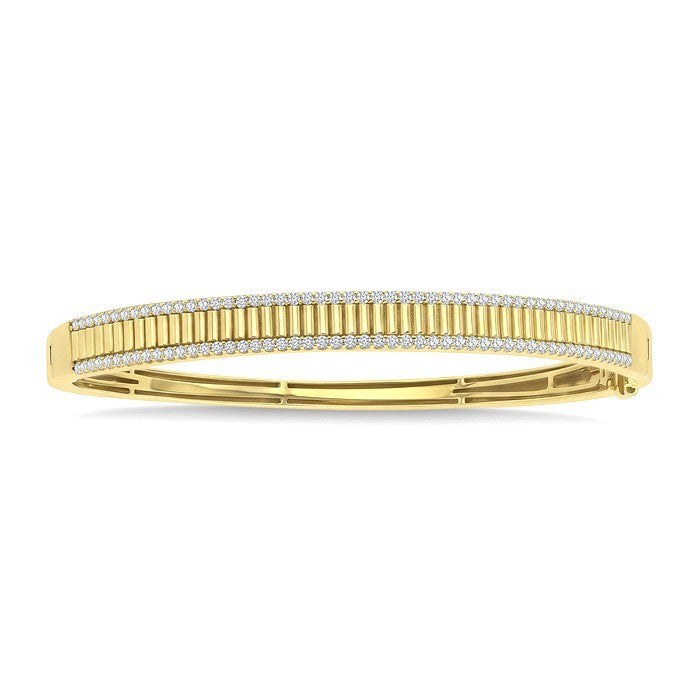 1 Ctw Round Cut Diamond Pirouette Fashion Bangle in 14K Yellow Gold