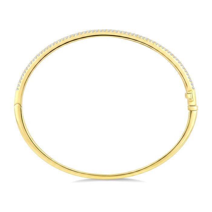 1 Ctw Round Cut Diamond Pirouette Fashion Bangle in 14K Yellow Gold
