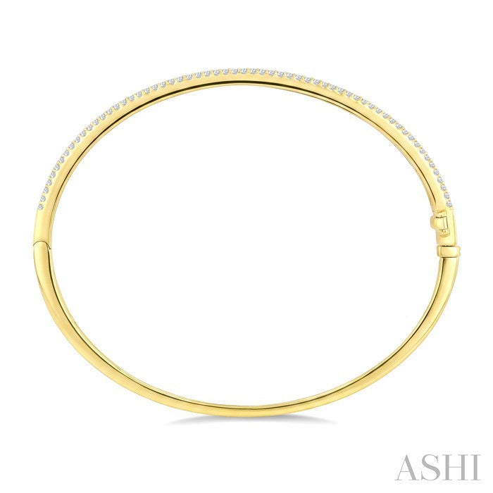 1 Ctw Round Cut Diamond Pirouette Fashion Bangle in 14K Yellow Gold