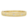 Diamond Round Burnish Set Texture Twisted Rope Edged Dome Bracelet
