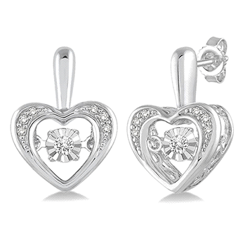 Silver Emotion Heart Shape Diamond Earrings