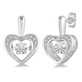 Silver Emotion Heart Shape Diamond Earrings