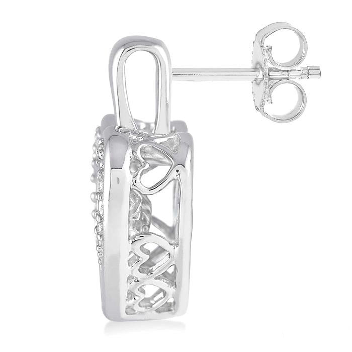 Silver Emotion Heart Shape Diamond Earrings