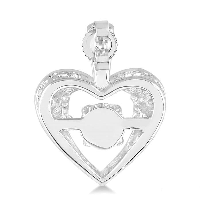 Silver Emotion Heart Shape Diamond Earrings