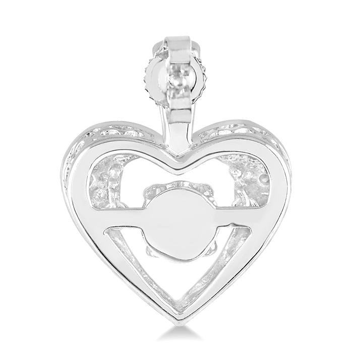 1/10 Ctw Round Cut Diamond Emotion Heart Earrings in Sterling Silver
