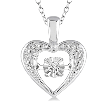 Silver Heart Shape Emotion Diamond Pendant