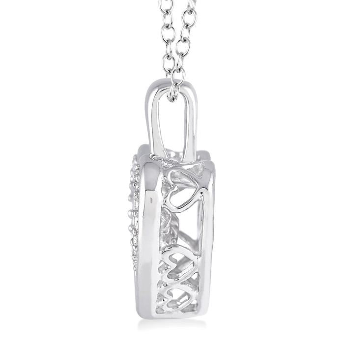 1/20 Ctw Heart Shape Diamond Emotion Pendant in Sterling Silver with Chain