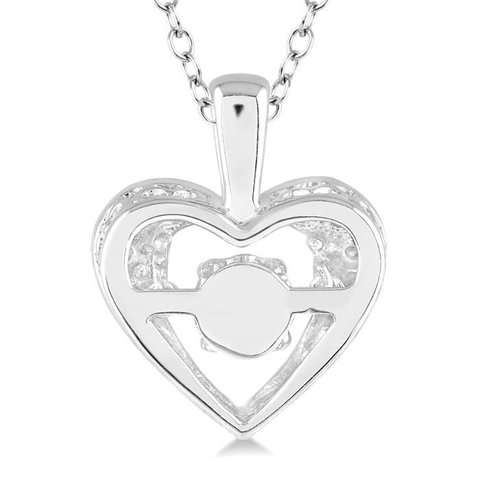 1/20 Ctw Heart Shape Diamond Emotion Pendant in Sterling Silver with Chain