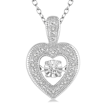 Silver Heart Shape Emotion Diamond Pendant