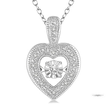 1/20 Ctw Heart Shape Diamond Emotion Pendant in Sterling Silver with Chain