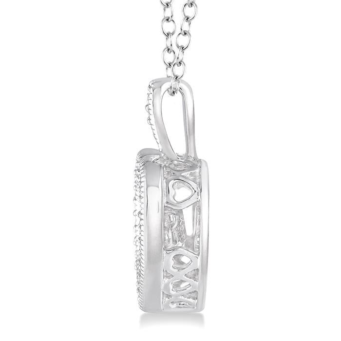 1/20 Ctw Heart Shape Diamond Emotion Pendant in Sterling Silver with Chain