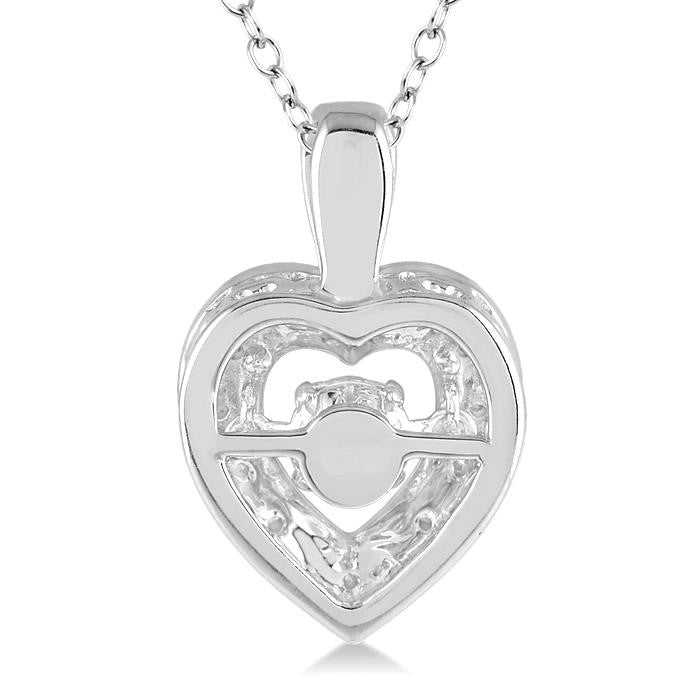 1/20 Ctw Heart Shape Diamond Emotion Pendant in Sterling Silver with Chain