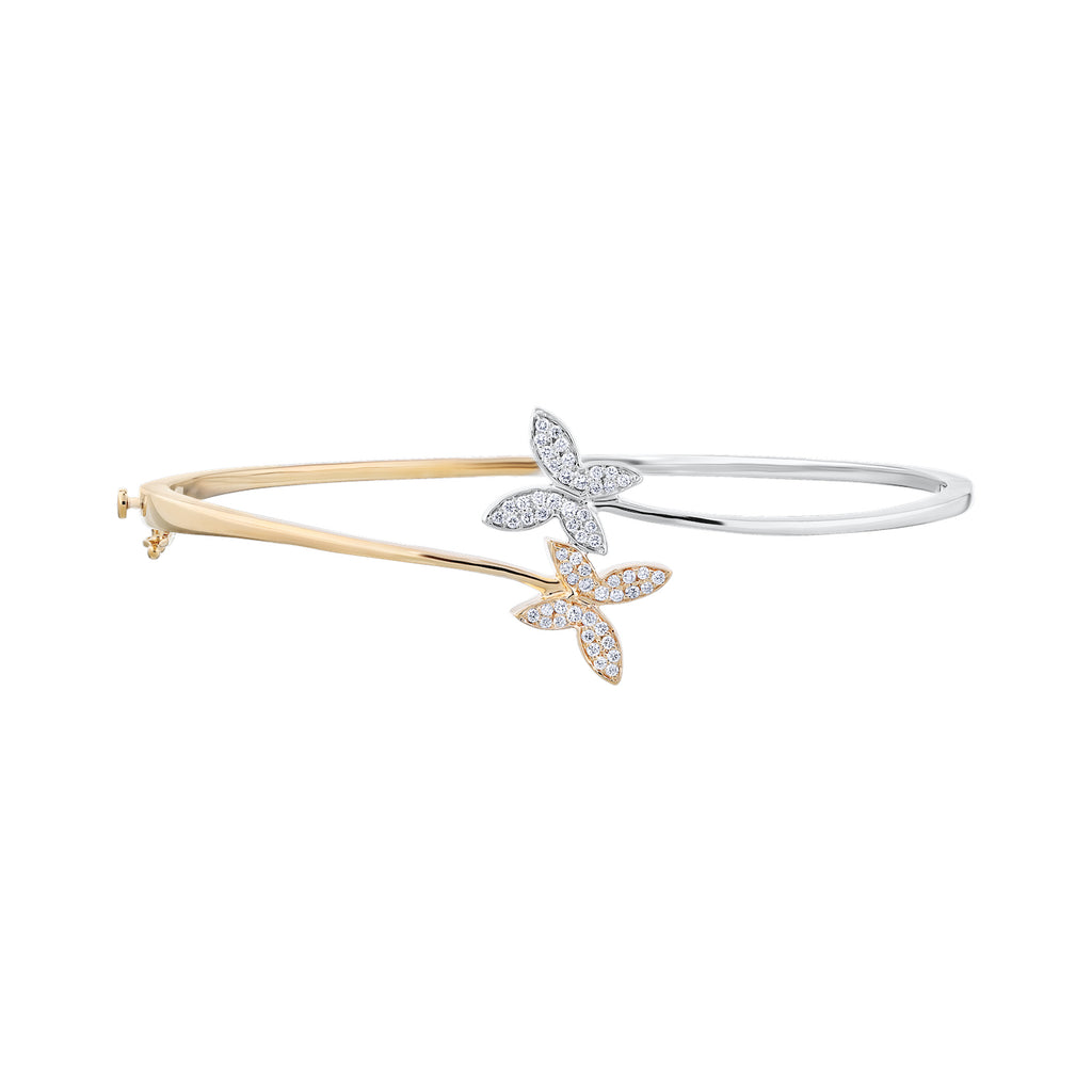 Diamond Pave Butterfly Bypass Bangle Bracelet
