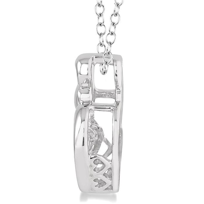 1/20 Ctw Round Cut Diamond Emotion Mom & Child Pendant in Sterling Silver with Chain