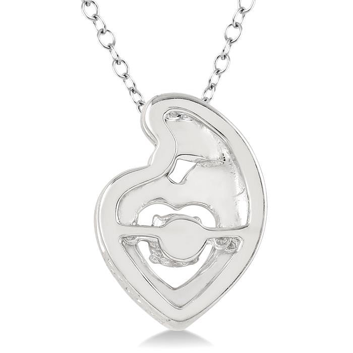 1/20 Ctw Round Cut Diamond Emotion Mom & Child Pendant in Sterling Silver with Chain