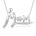 Silver Mom & Child Emotion Diamond Pendant
