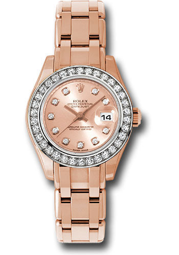 *Pre-Owned* Rolex Everose Gold Lady-Datejust Pearlmaster 29 Watch - 34 Diamond Bezel - Pink Diamond Dial