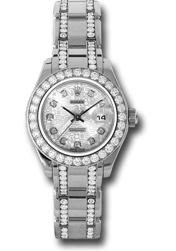 *Pre-Owned* Rolex White Gold Lady-Datejust Pearlmaster 29 Watch - 32 Diamond Bezel - Silver Jubilee Diamond Dial