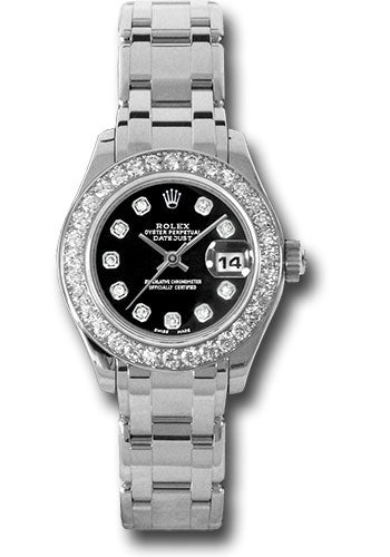 *Pre-Owned* Rolex White Gold Lady-Datejust Pearlmaster 29 Watch - 32 Diamond Bezel - Black Diamond Dial