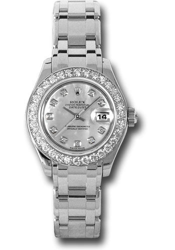 *Pre-Owned* Rolex White Gold Lady-Datejust Pearlmaster 29 Watch - 32 Diamond Bezel - Mother-Of-Pearl Diamond Dial