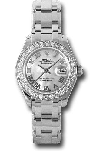 *Pre-Owned* Rolex White Gold Lady-Datejust Pearlmaster 29 Watch - 32 Diamond Bezel - Mother-Of-Pearl Roman Dial