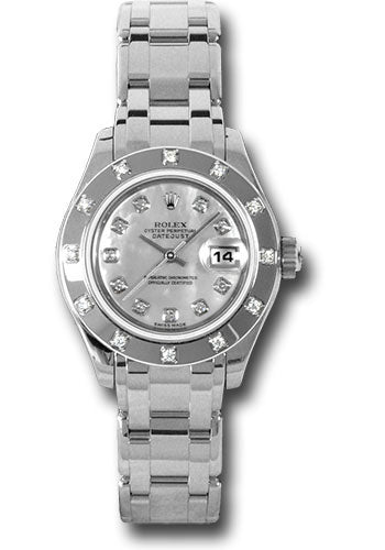 *Pre-Owned* Rolex White Gold Lady-Datejust Pearlmaster 29 Watch - 12 Diamond Bezel - Mother-Of-Pearl Diamond Dial