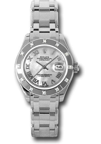 *Pre-Owned* Rolex White Gold Lady-Datejust Pearlmaster 29 Watch - 12 Diamond Bezel - Mother-Of-Pearl Roman Dial