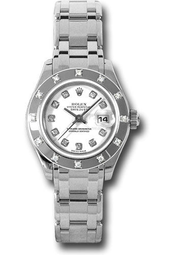 *Pre-Owned* Rolex White Gold Lady-Datejust Pearlmaster 29 Watch - 12 Diamond Bezel - White Diamond Dial